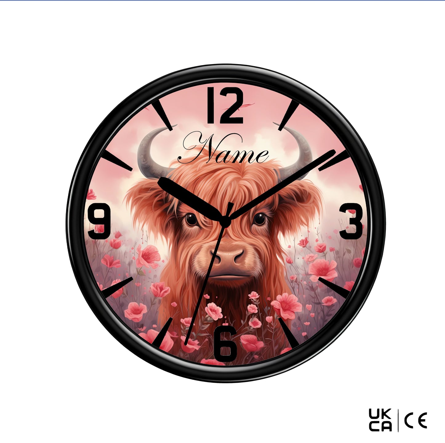 Highland Cow Personalised Clock