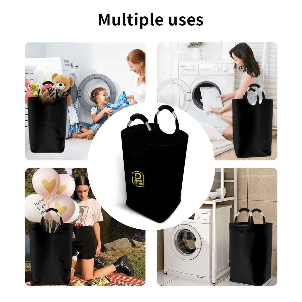 DN Square Laundry Basket with Padded Handles for Easy Carrying